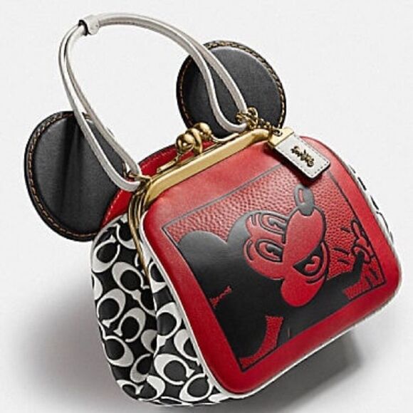 COACH Leather Keith Haring X Disney Mickey Mouse Kisslock Bag limited Edition - Picture 14 of 14